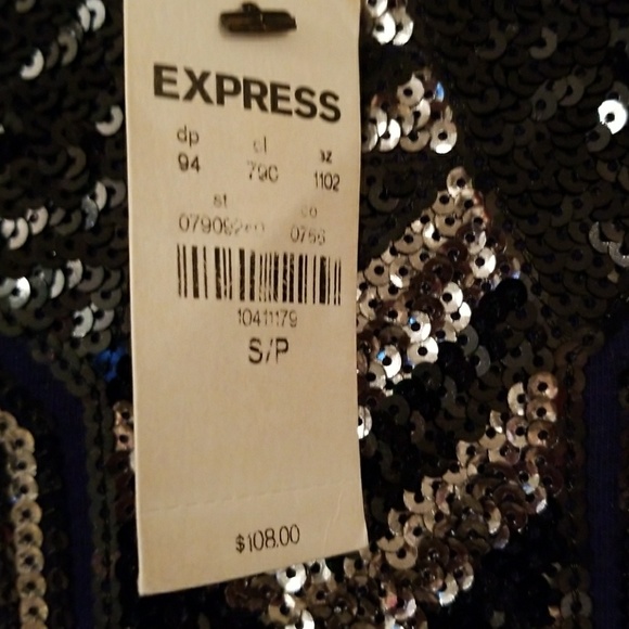 Nwt Express Total Sequin Black & Navy Dress Small - Picture 6 of 8